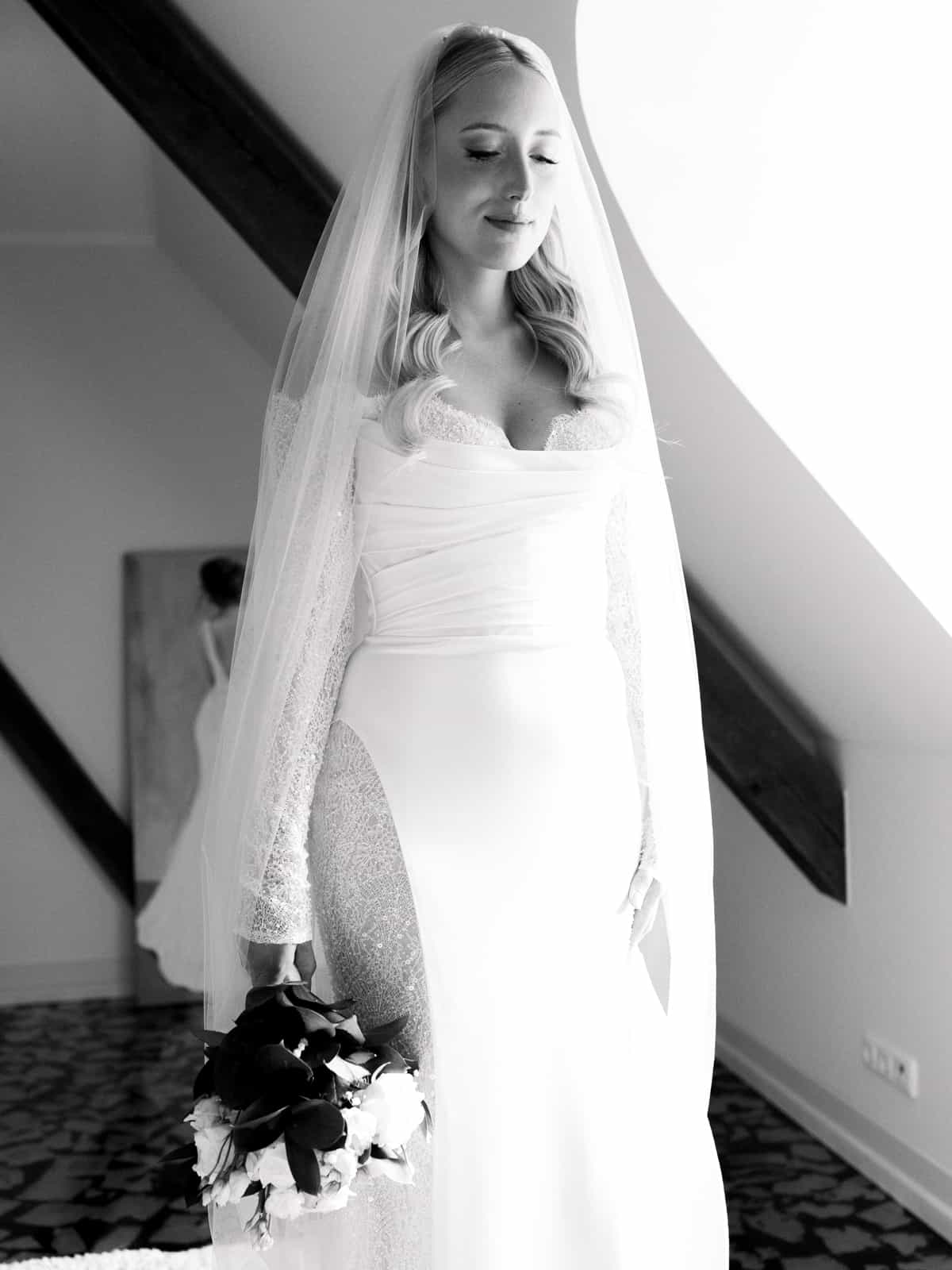 Castle wedding photography Schloss Kartzow - emotional bridal moment in castle room Berlin Brandenburg