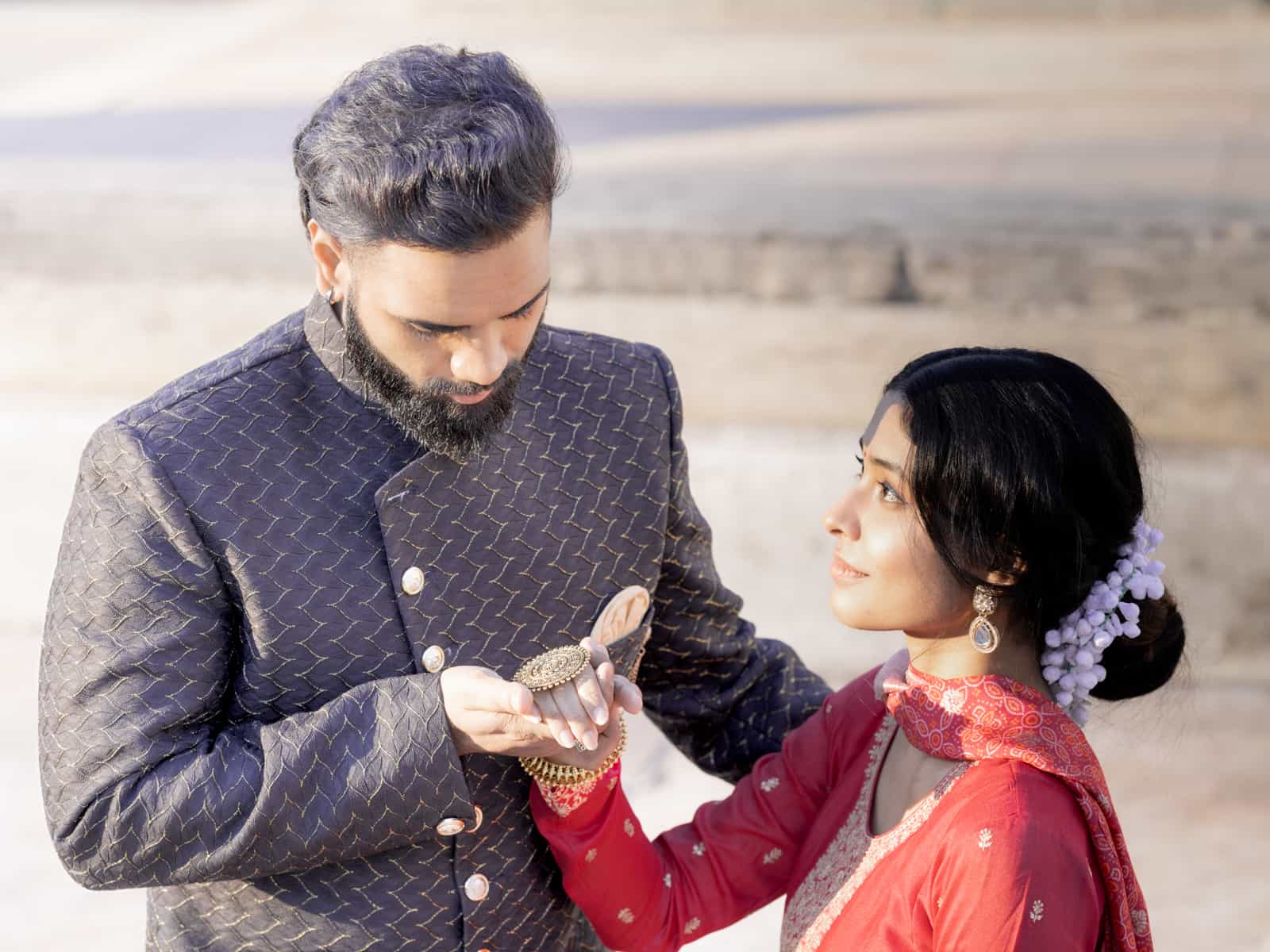 Detail shot of magnificent Indian wedding wardrobe