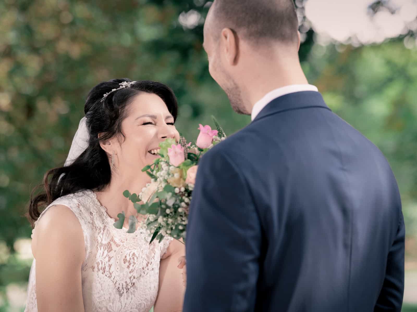 Couple in spontaneous, joyful moment