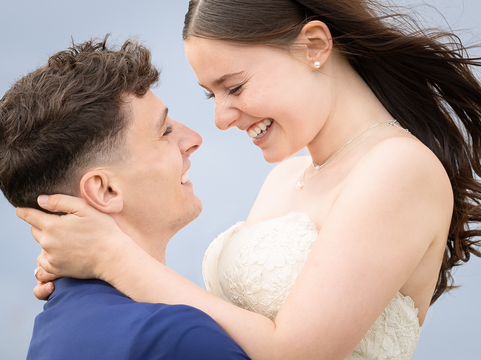 Close-up: Couple embracing intimately with closed eyes